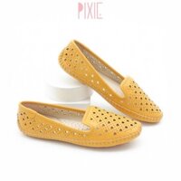 [Giày đẹp giá rẻ] Giày Búp Bê Bệt Đế Âm Da Mềm Cut-out Màu Vàng Beautynow P262