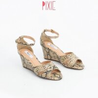 [Giày đẹp giá rẻ] Giày Sandal Đế Xuồng Cao Gót 7cm Giả Da Trăn Beautynow X455