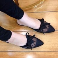 [GIÀY DÉP NỮ 2022] Giày búp bê lưới hở ghót, nơ bánh bèo