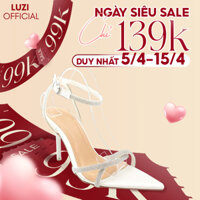 Giày dép nữ cao gót, sandal đính đá mũi nhọn gót cao 9cm, guốc quai ngang kết xoàn thời trang M84
