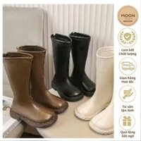 Giày Dép Xinh Cho Bé , Boot Da  Cao Cổ Bé Gái , Nâu,Đen