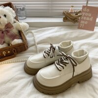 Giày đốc nữ-Giày Oxford da mờ phối 2 dây đế cao chất siêu đẹp siêu êm MSP 218(LÙI 1 SIZE) Đế răng cưa