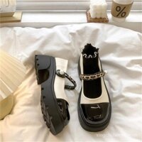 Giày đốc nữ, giày oxford nữ , búp bê nữ MARIJEAN mũi vá đế cao 6cm quai xích đế siêu nhẹ 5cm