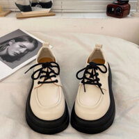 Giày đốc nữ Oxford da mềm buộc dây phong cách retro Đức