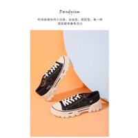 Giày độn đế phối ren nữ, màu đen/ trắng 2oS1310