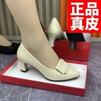 Giày đơn gót dày Woodpecker cho phụ nữ, thời trang mới, giày mẹ đa năng, siêu mềm mại, thoải mái khi đi làm, giày cao gót