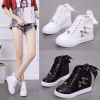 Giày độn gót/Giày nữ, khóa kéo phá cách, đế dày, đế bằng, thời trang, dễ kết hợp