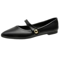 Giày đơn mũi nhọn mới cho phụ nữ, phẳng, phong cách cổ điển Hàn Quốc 2025, giày Mary Jane, da mềm, đế mềm, giày bà ngoại