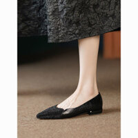 Giày đơn nữ mới năm mới với đá rhinestone, miệng nông thời trang, giày cao gót mũi nhọn kiểu Pháp mùa xuân và mùa thu