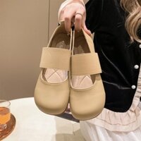 Giày Đơn Nữ Mũi Tròn Đế Bằng Mary Jane Giày Nữ 2025 Phong Cách Mới Xuân Thu Đậu Hà Lan Giày Dạ Hội Giày Thường Ngày Bà