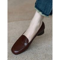 Giày đơn nữ Red Dragonfly, giày da đế thấp thời trang retro mùa xuân và mùa thu, dễ mang, đa năng