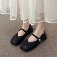 Giày Đơn Nữ Thu Đông Đế Bằng Mary Jane Giày 2025 Mới Thường Ngày Choàng Đậu Hà Lan Giày Dạ Hội Giày Da Đen