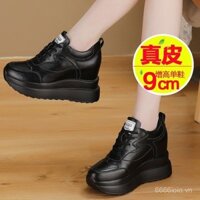 Giày Du Lịch Dễ phối đế dày độn cao mẫu mới siêu cao gót 10cm giày nữ bánh xốp mặt da giày trắng đế xuồng Xuân Thu