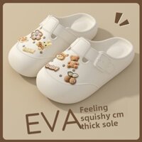 Giày đục lỗ nữ màu đen / áo khoác ngoài mùa hè có đế dày để tăng chống trượt, chống mùi và cảm giác chống phân, dép mát mẻ