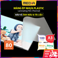 Giấy Ép Plastic A3 Media Khổ 31 x 43cm (A3) Dày 80 Micro 100 Tờ, Màng Plastic A3 Màng Ép Nhựa