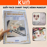 Giấy Face chart makeup thực hành makeup chuyên nghiệp bao gồm 31 mẫu mặt và 11 mẫu mày