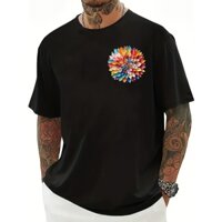 Giấy Gấp Họa Tiết In Hoa Phong Cách Mùa Hè Áo Thun Nam Cổ Tròn Thường Ngày