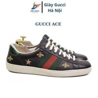 Giày GC ACE 3 vạch cao cấp nam nữ ảnh thật, Giày gucci ong màu đen full phụ kiện.