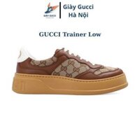 Giày GC nâng đế bản cao cấp nam nữ ảnh thật, Giày gucci màu nâu full phụ kiện.