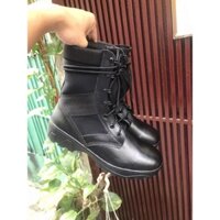 Giày Ghệt Da Cổ Bạt, Giày Bốt Nam Cao Cổ Đen, Đế cao su thiên nhiên Chống Trơn, Đã May Thêm Dù Chắc Chắn