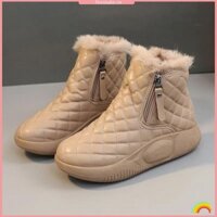 Giày gia đình Giày bốt sinh viên Phiên bản Hàn Quốc ấm áp Dây kéo