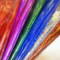 Giấy gói vàng, giấy laser, giấy bóng, hộp quà, giấy nhựa, giấy lấp lánh 70*100cm với hoa kéo LXIK