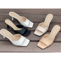 Giày guốc cao gót  Ann 7 phân quai ngang khuyết mũi vuông thời trang mới nhiều màu rẻ bền đẹp đi chơi du lịch_A2022