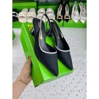 Giày guốc nữ gót 5cm mũi nhọn viền kim tuyến sang chảnh