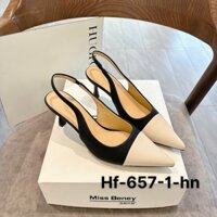 Giày guốc nữ mũi nhọn, giày guốc pha da mềm đế 7cm ôm chân