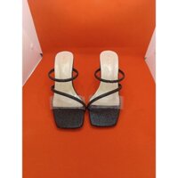 Giày Guốc nữ nhị quai mica và dây gót mica trong 7cm ảnh thật