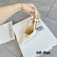 Giày guốc nữ quai khóa mũi nhọn gót 7cm chất da bóng sang chảnh mã H54