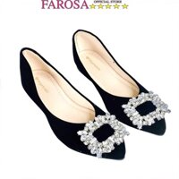 Giày hài bệt búp bê mũi nhọn nữ hoa mặt đá FAROSA - B6 giày búp bê chất da nhung cực xinh