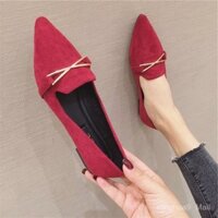 Giày hạt đậu giày lười dễ phối màu đen mẫu mới 2025 Nữ Giày đế bằng thoải mái đế mềm giày một lớp tiên nữ