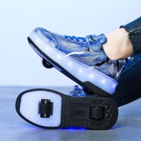 Giày Heelys trẻ em, giày trượt nữ 2 bánh cao cấp mới dành cho học sinh đi học, giày rút có bánh xe