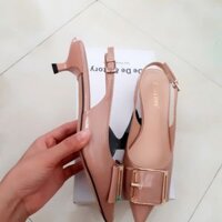 giày hở gót 3cm chất da mềm mịn
