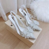 giày hở gót kim tuyến nơ cánh tiên siêu chảnh