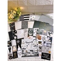 Giấy hoạ tiết theo sét chủ đề Forerver đen trắng định lượng 250gsm