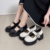 Giày hoa trà oxford nữ đế cao 6cm siêu nhẹ tôn dáng tăng chiều cao, da bóng dễ vệ sinh