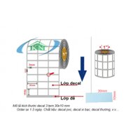 Giấy in 3 tem decal PVC 30x10mm