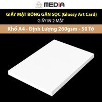 Giấy In Ảnh A4 Giấy In Màu A4 MEDIA Inkjet Giấy 2 Mặt Bề Mặt Bóng Gân Sọc Khổ A4 Định Lượng 230gsm - 260gsm - 300gsm 50 Tờ