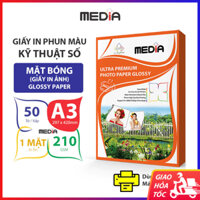 Giấy In Ảnh Media 1 Mặt Bóng A3 (30x42) 210gsm 50 Tờ, Photo Paper Glossy Giấy Ảnh, Giấy In Phun Màu