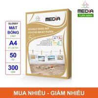 Giấy In Ảnh Media 2 Mặt Bóng A4 300gsm 50 Tờ