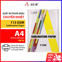 Giấy In Chuyển Nhiệt A4 A-Sub, 113gsm 100 Tờ A4 (21x30), Sublimation Paper Dùng In Vật Liệu Cứng