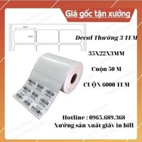 Giấy In Mã Vạch 3 Tem 35x22 (Cuộn 50 Mét) - Decal Mã Vạch 3 Tem