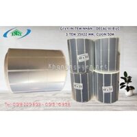 Giấy in mã vạch decal xi bạc 3 tem 35x22mm, cuộn 50m