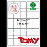 Giấy in mã vạch Tomy A4 145, 65 tem 38x21mm