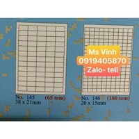 Giấy in mã vạch Tomy A4 mã 146, 180 tem 20x15mm