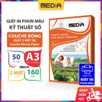 Giấy In Màu A3 Media 2 Mặt Couche Bóng 160gsm 50 Tờ Couche Glossy Paper Giấy In Ảnh Couche 30x42