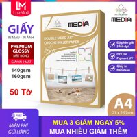 Giấy In Màu A4 Giấy In Ảnh A4 MEDIA Inkjet Giấy 2 Mặt Bề Mặt Bóng Khổ A4 Định Lượng 140gsm - 160gsm 50 Tờ