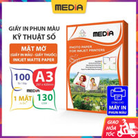 Giấy In Màu Media 1 Mặt Mờ A3 (30x42) 130gsm 100 Tờ, Inkjet Matte Paper Giấy In Phun Màu Giấy In Ảnh